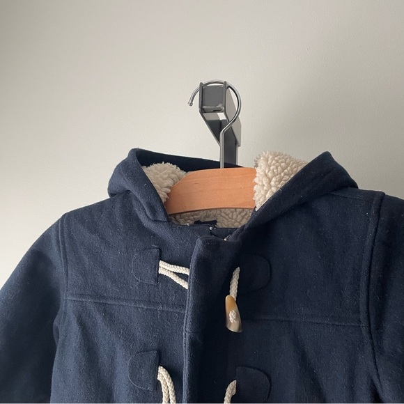 GAP Wool Hooded Toggle Coat Sherpa Fleece Blue Kids Boys Children’s Size 4 4T - Picture 5 of 5